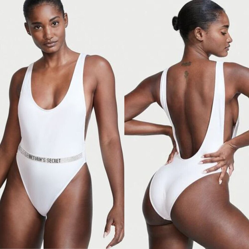 New! Victoria's Secret Very Sexy White Shine Strap Belted Swimsuit 3850 - Picture 8 of 8